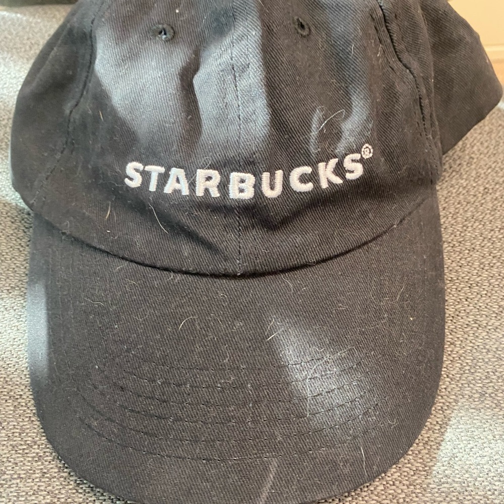 Starbucks Coffee Hat Cap Black Adjustable BaseballEmployee Uniform Spell Out